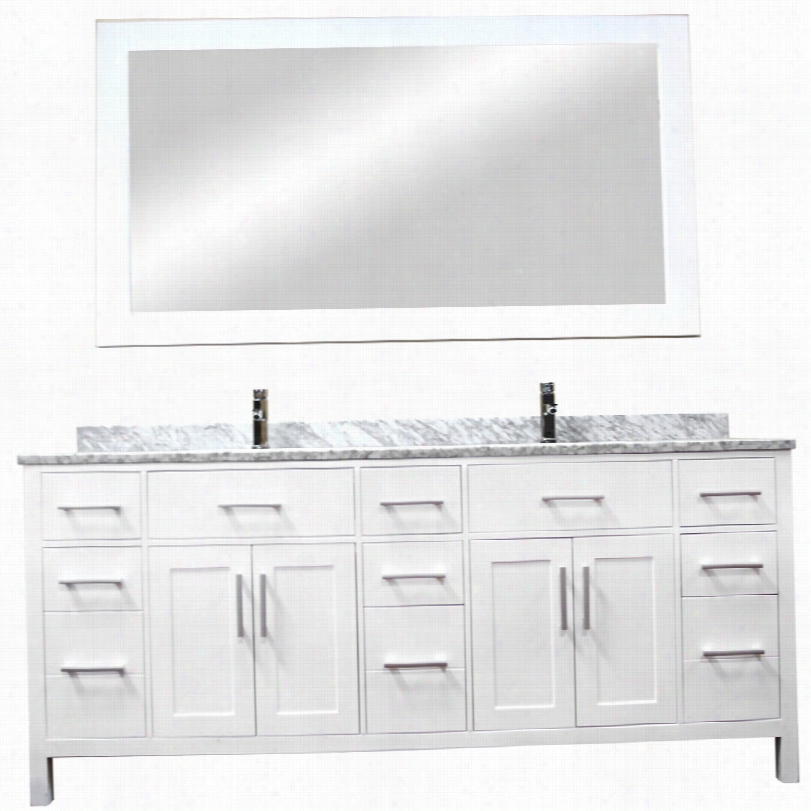 Contemporary London Moodernn 78-in Ch-w Marble White Double Sink Vanity