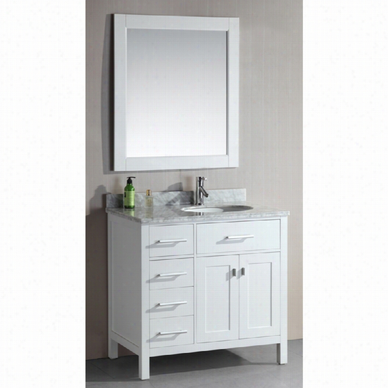 Contemprary London Whits 36-inch-w Sink Vanity With Drawers On Left