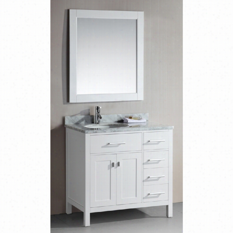 Contemporary Lpndon Wwhite 36-inch-w Sink Vanity With Drawers On Right