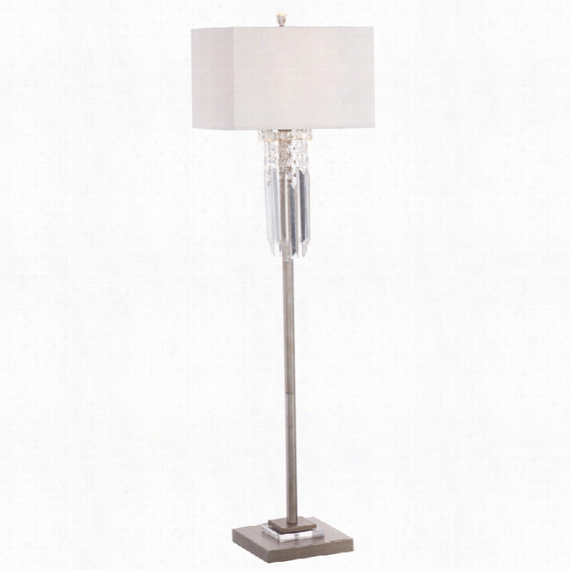 Contemporary Lucile Brushed Gold With Crystals Floor Lamp