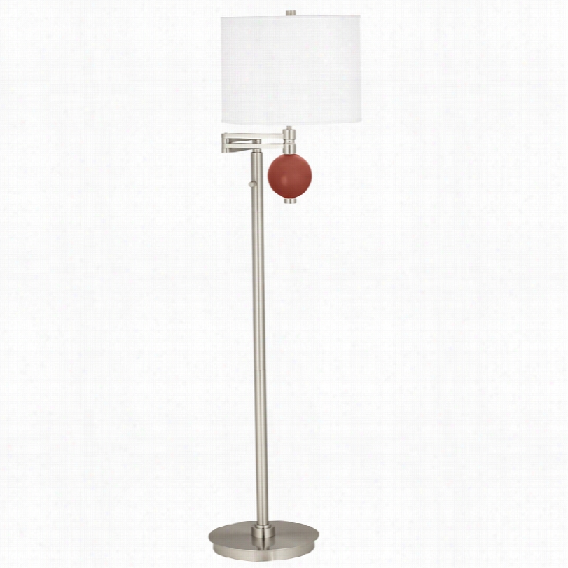 Contemporary Marsala Niko Red-brwn Swing Arm Floor Lamp