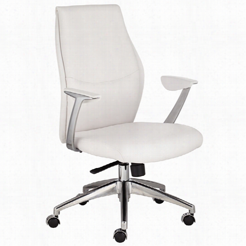 Contmporary Marti White Leatherette Low Back Office Chair