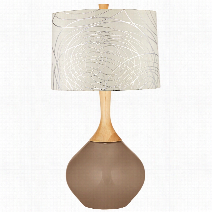 Contemporary Mocha Abstract Silver Circles Shade Wexlert Clever Lamp