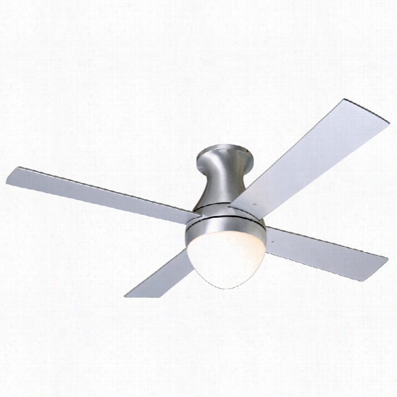 Contemporary Modern Ball Huggerl Ight Ceiling Fan - 42"" Brushed Aluminum