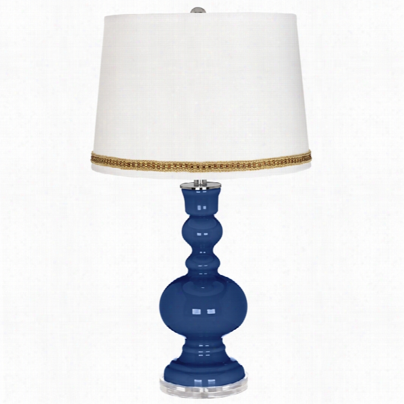 Contemporary Monaco Blue Apothecary 30-inch-h Table Lamp With Braid Trim