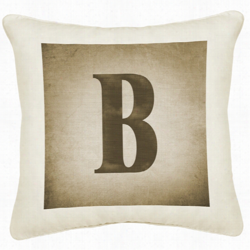 Contemporaryy Monogram B 81-inch Square Cream Canvas Pillow