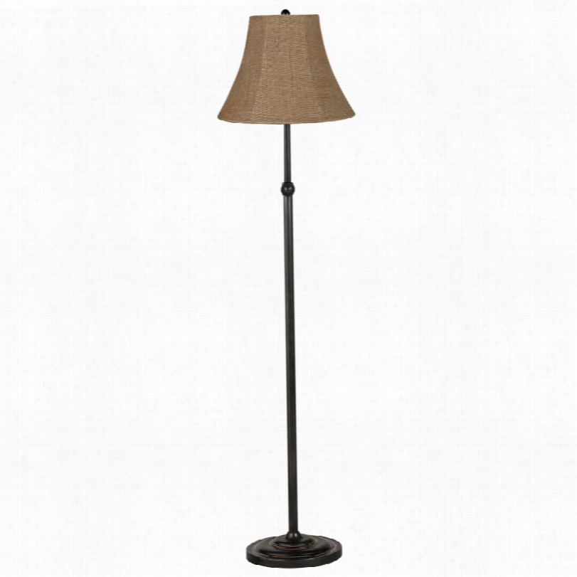 Contemporary Affectionate Burlap Belll Shade With Bornze Floor Lamp