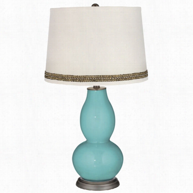 Contemporary Nautilus Double Gourd Table Lamp Withw Ave Braid Trim