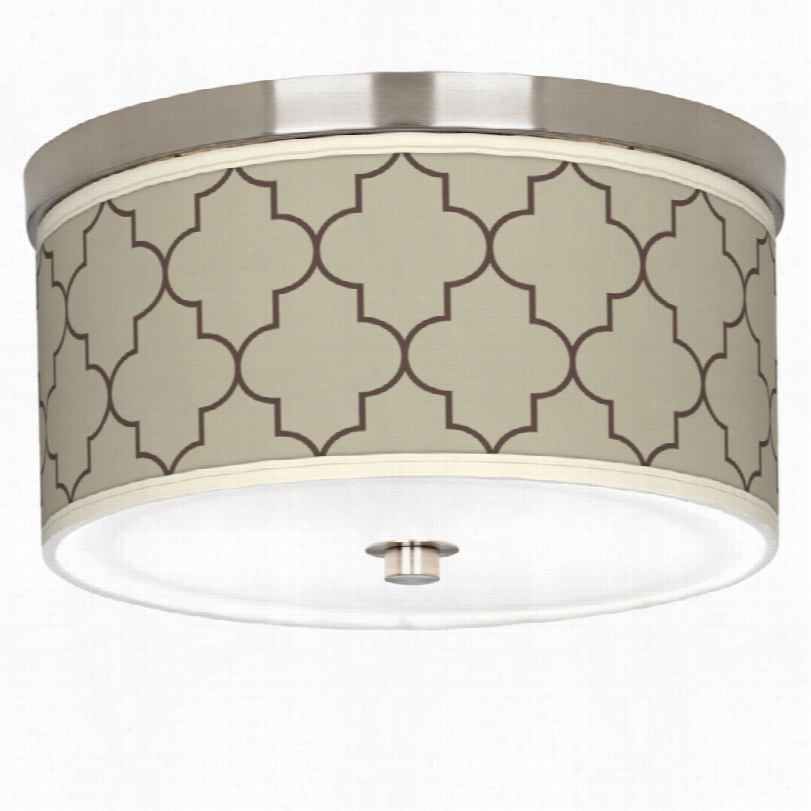 Contemporary Ni Ckel Wit H Tangier Taupe Shade Flushmount Ceiling L Ight