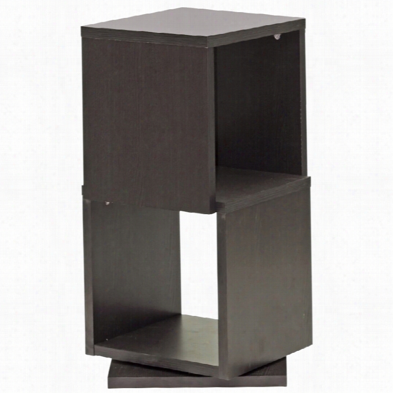 Contempotary Ogden Modern Dark Brown2 -leve Rotating Bookshelf