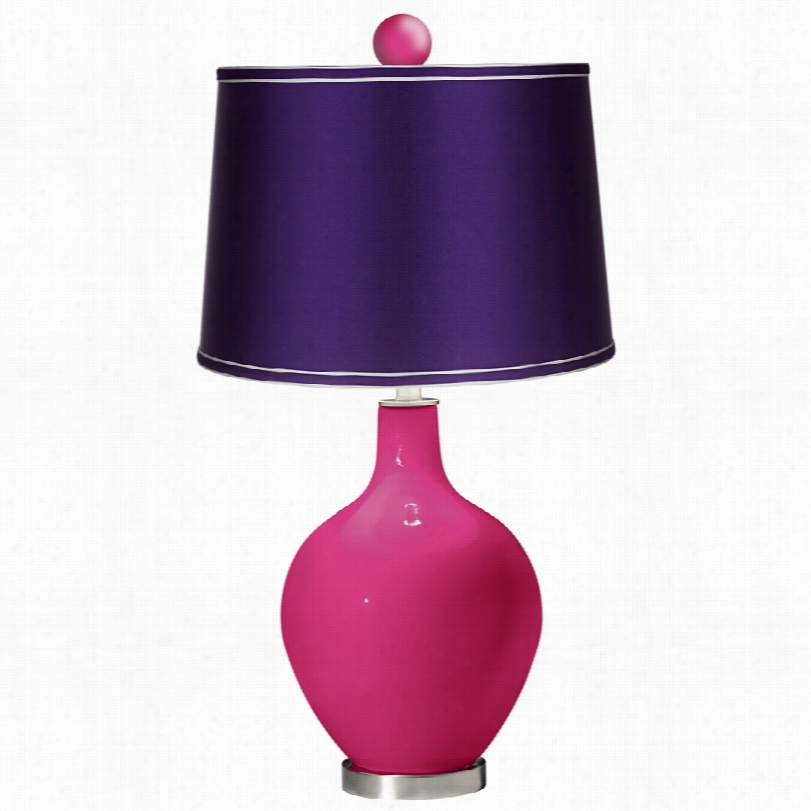 Contemporaryy Ovo Beetroot Purple Satin Purple Shade Hue Plus Table Lamp