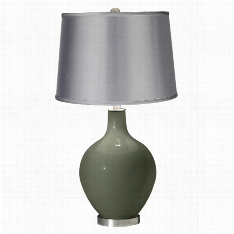 Contemporary Ovo Deep Green Wi Th Satin Light Gray Colorplus Tbale Lamp