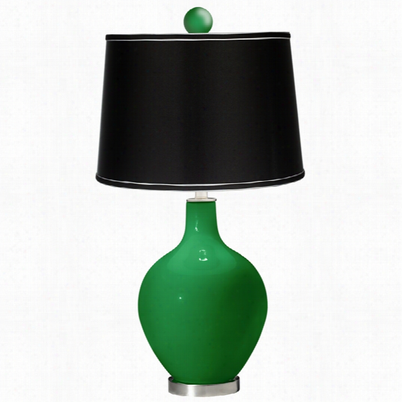 Contemporary Ovo Envy Satin Black Color Plus Table Lamp With Color Finial