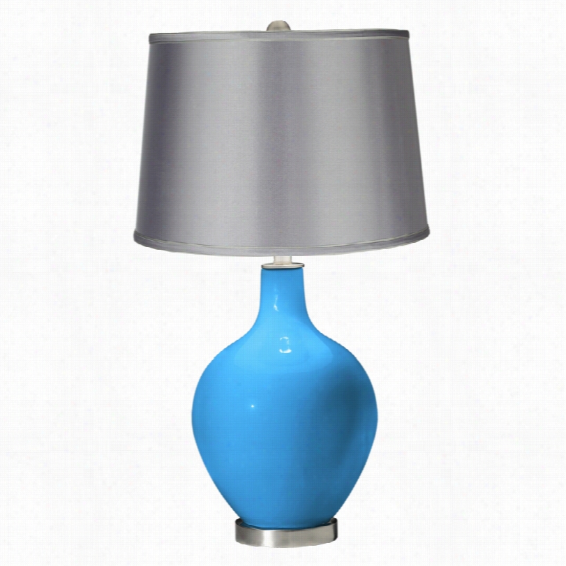 Contemporaryovo Ssky Blue Satin Light Gray-haired Shade Color Plus Table Lamp