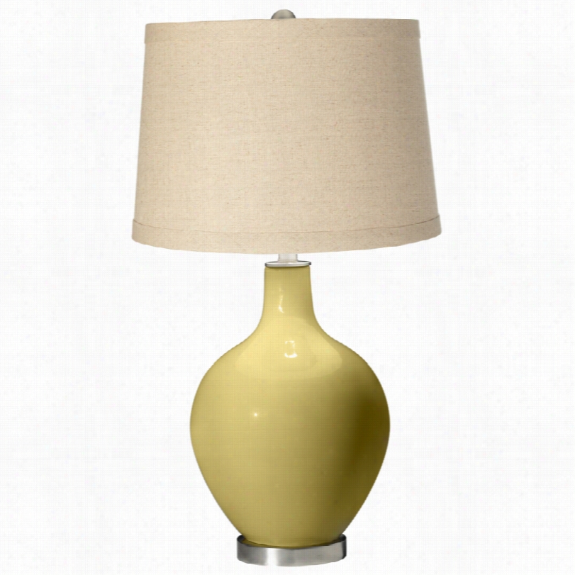 Contemporary Ovoo Steel Wit H Butterup Yellow Glass Color Plus Table  Lamp