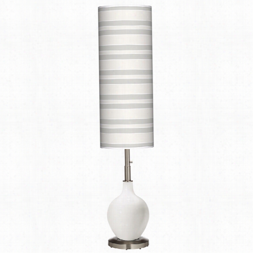 Contemporary Ovo Winter White Glass With Brushed Stel Floor Lamp