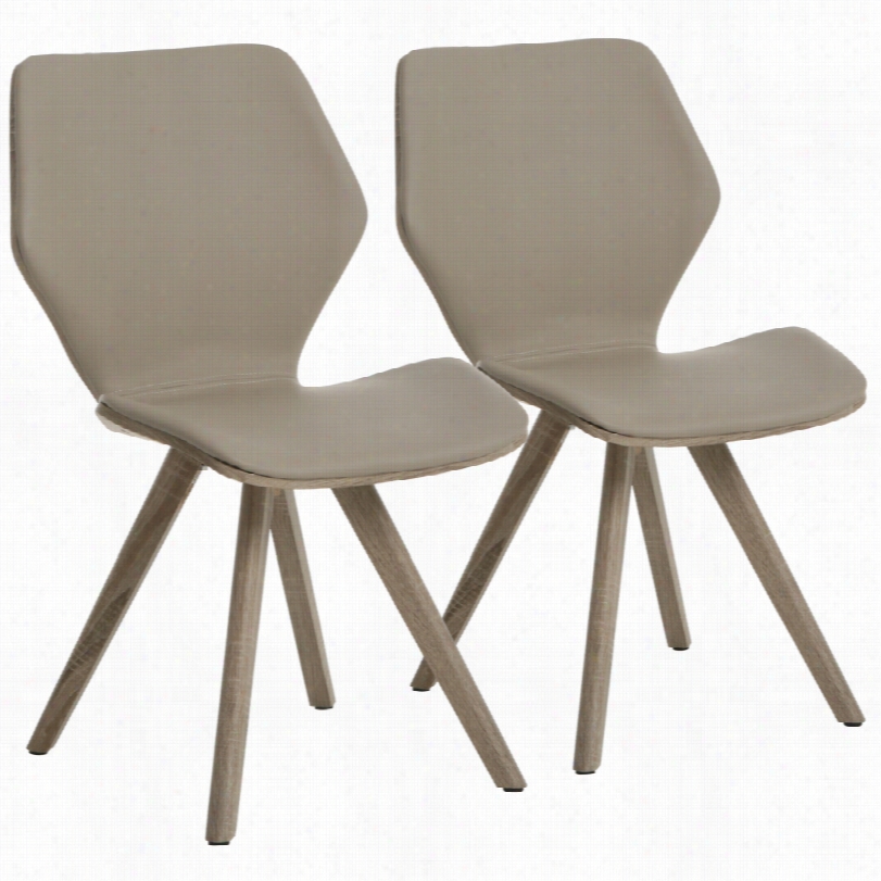 Contemporary Pastel Glasgow Champagne Faux Leather Set Of 2 Side Chair