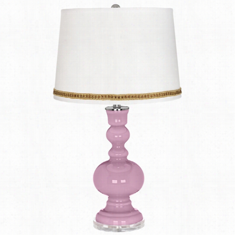 Contemporary Pink Pansy Apothecary 30-ich-h Table Lampwith Braid Trim