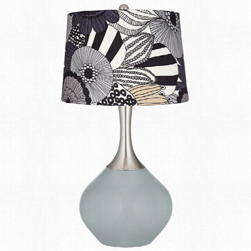 Contemporary Pop Art Gray Floral Shade  Unreliable Gray Spencer Table Lamp