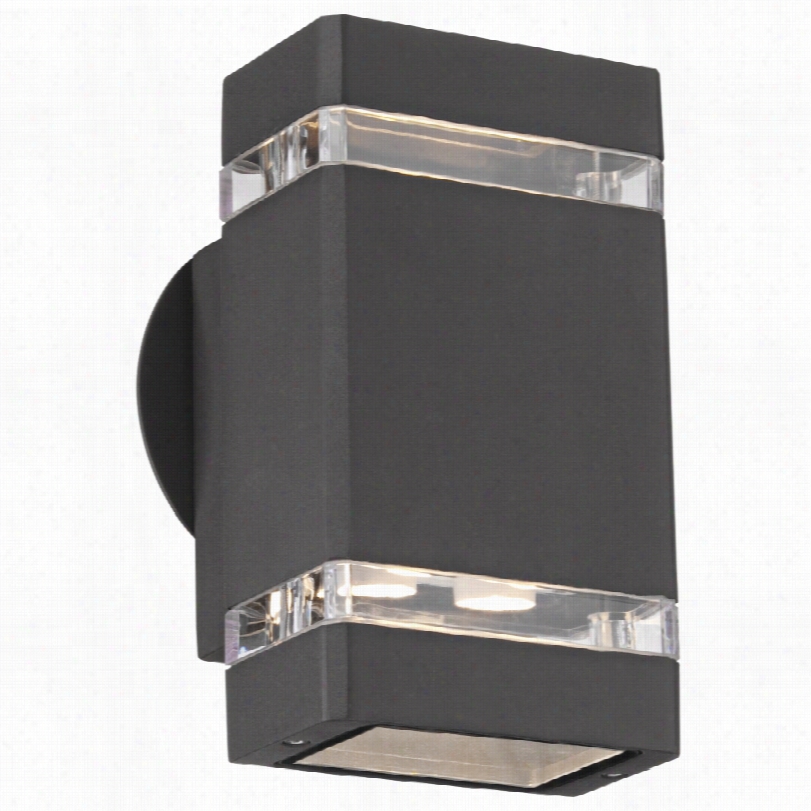 Contemporary Possini Euro Bronze Led 8-inch-hu P/down Outdoor Wall Light