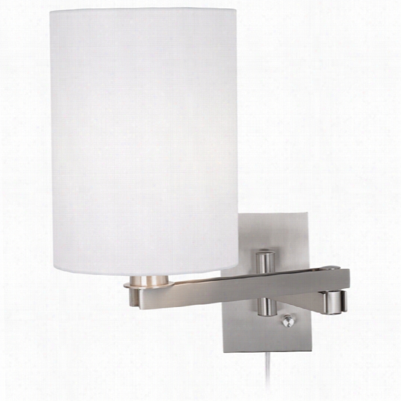 Contemporary Possini Eur Brushe D Steel White Plug-in Swing Arm Wall Lamp