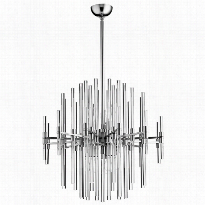 Contemporary Quebee 22-inch-w Satin Nickel Glass 6-light Pendant