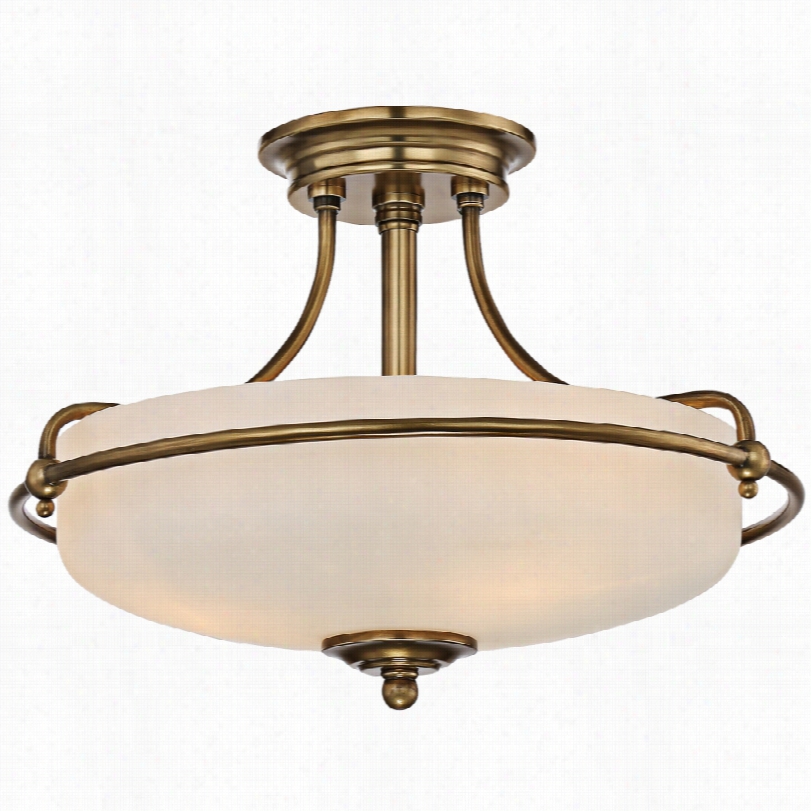 Contemporary Quozel Griffin Weathered B Rass 17-inch-w Ceiling Light