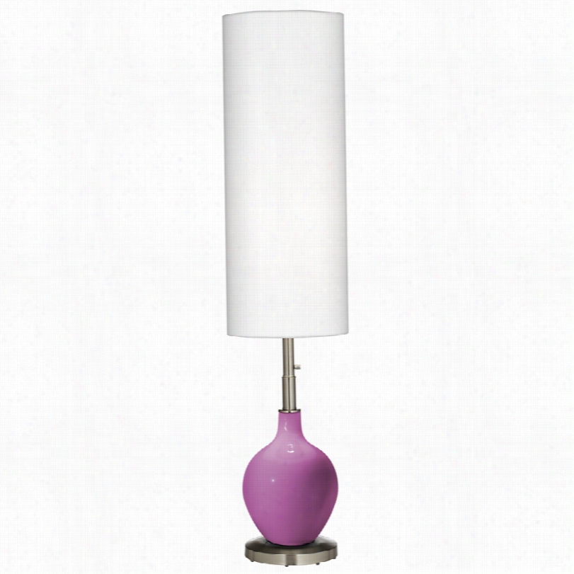 Conemporary Radiant Orchid Wgite Linen Shade 60-inch-h Ovo Floor Lamp