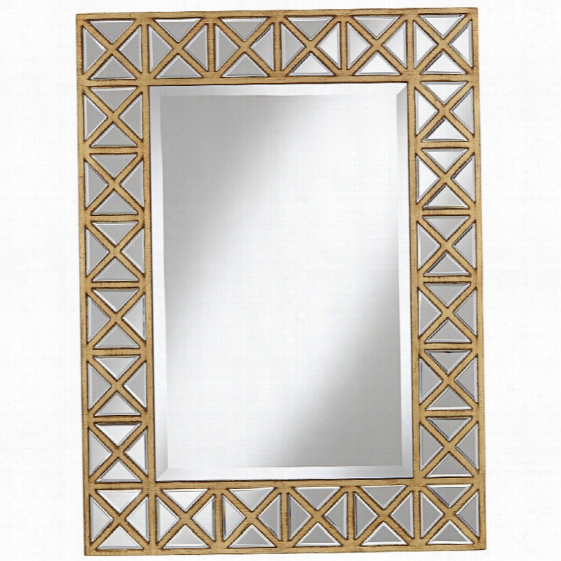 Contemporary Recgangular Antique Gold With Brinze Wall Mirror-25 1/2x34