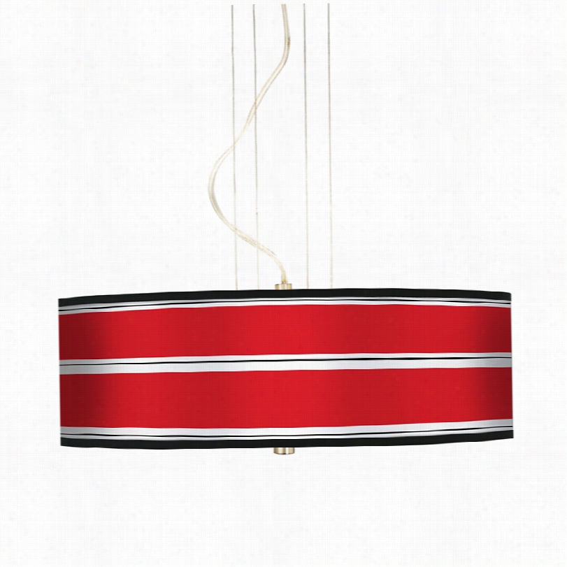 Contemporary Red Stripes Brushed Steel 20-inch-w Pendant Chandelier