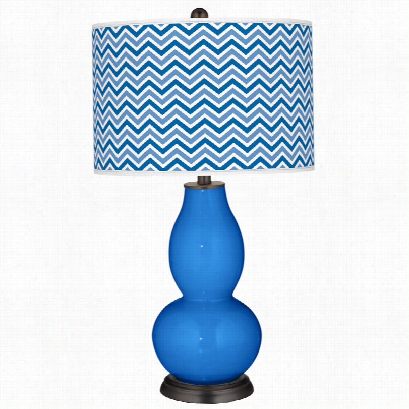 Conemporary Royal Blue Narrow Zig Zag Artt Shade Pigment Plus Tale Lamp