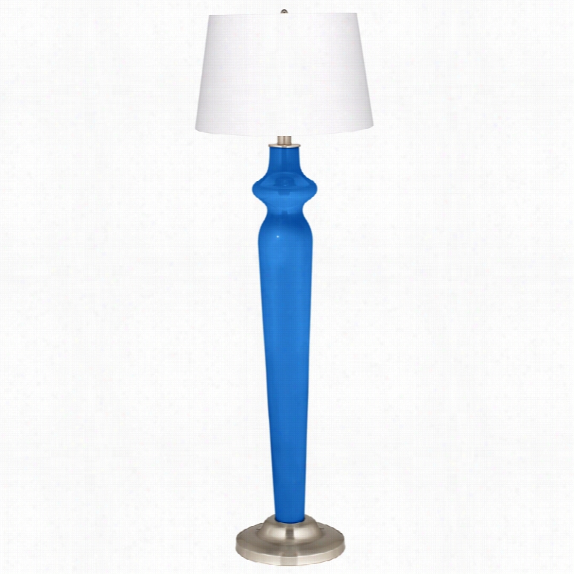 Contemporary Royal Blue With White Shade Lido Color Plus Floor Lamp