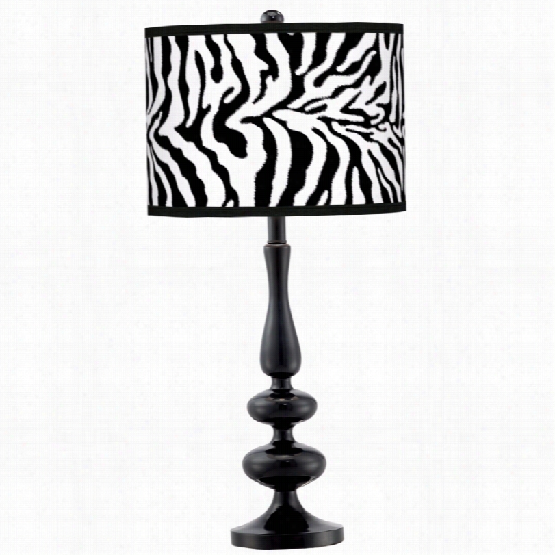 Contemporary Safaari Zebra Modern  Gloss Black 27-inch-h Table Lamp
