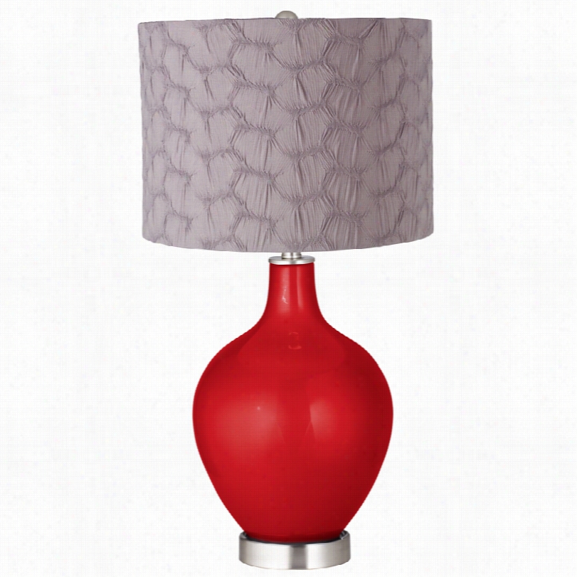 Contemporary Angria Metallic Gray Pleated Drum Shadeo Vo Table Lamp