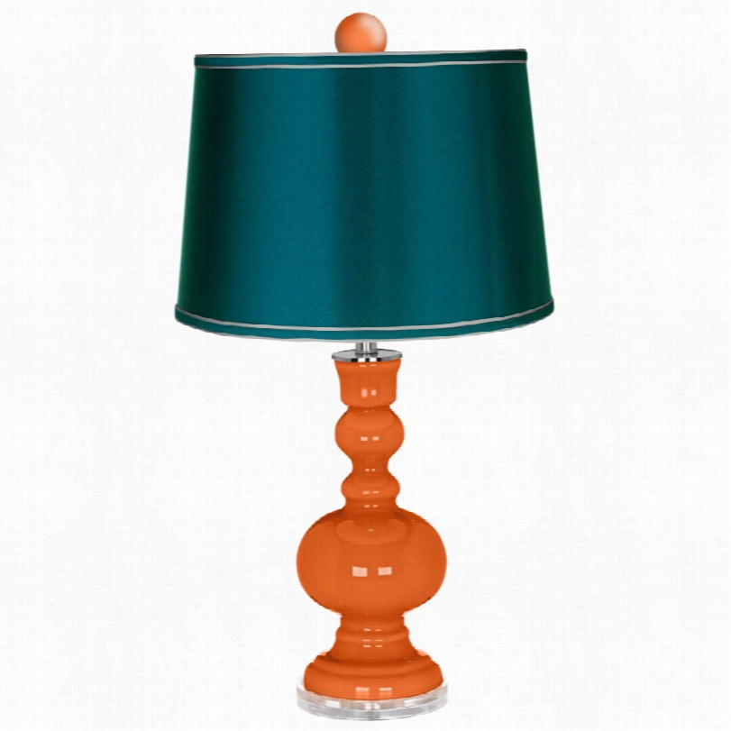 Contemporary Satin Teal Shade With Orange Color Plus Aapothecary Lamp