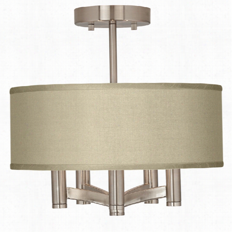 Contemporary Sesame With Brushed Nickel 14-inch-w Ceiling  Light