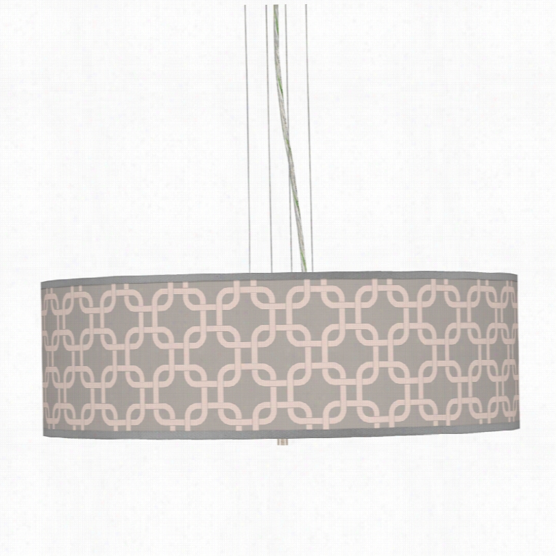 Contemporary Smoke Lattice Brushed Steel Pendant Ch Andelier