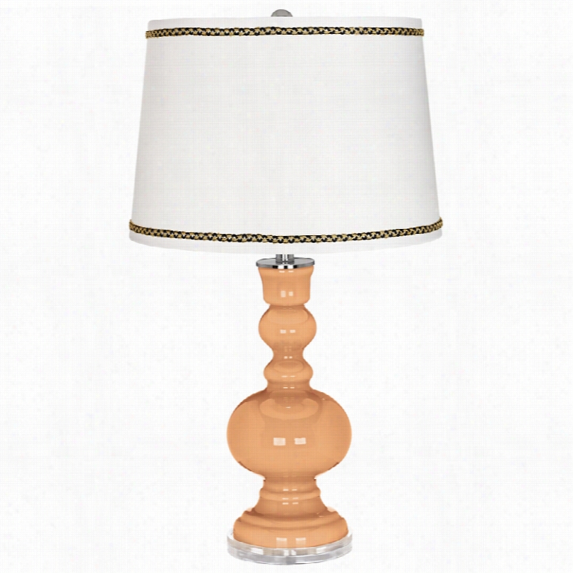 Contemporary Soft Apricot Apothecary Table Lamp Wiithric-rac Trim