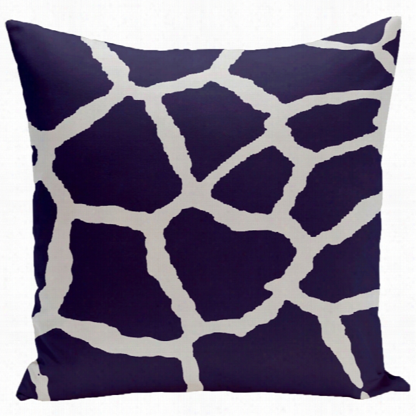 Contemporary Spring Navy Blue Animal Print Square Outdoor Pillow