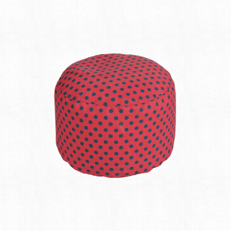 Contemporary Surya Polka Dot Tomato Red 20-inch Round Pouf Ottooman