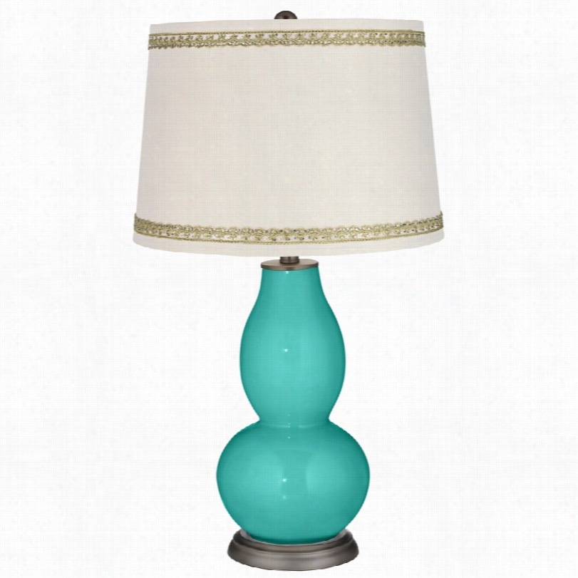 Conteemporary Synergy Double Gourd Table Lamp With Rhinestone Lace Trim
