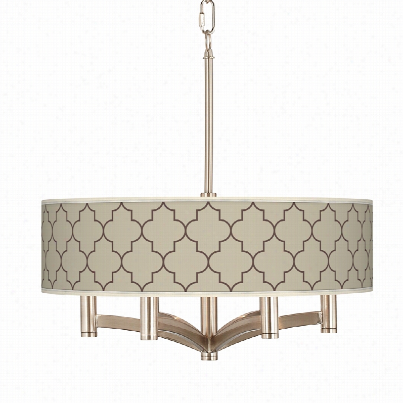 Conteemporary Taangier  Taupe Ava Nickel 6-light Pendant Chandelier