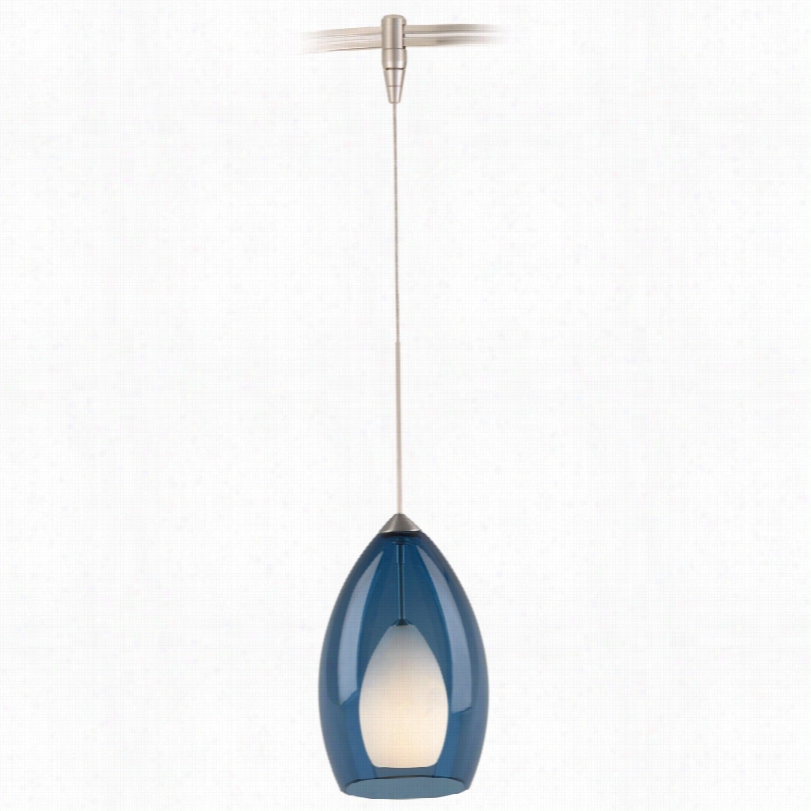 Contemporary Tech Lighting Fire Satib Nickel Steel Blue Glas Pendant