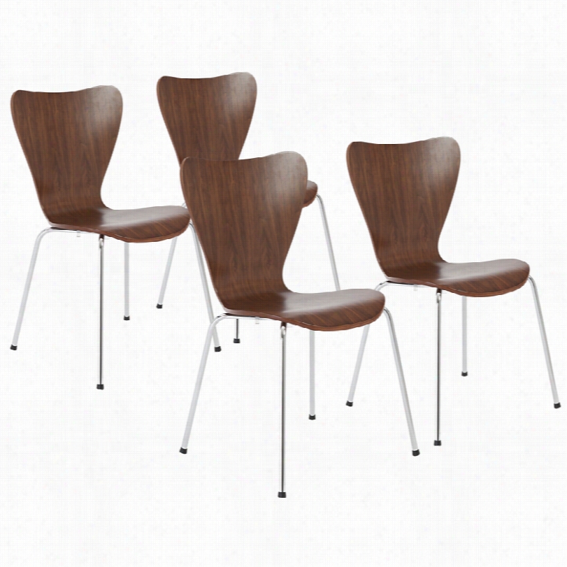 Contemporary Temdy Pro Stack Walnut 31 1/3-inch-h Et Of 4 Side Chairs