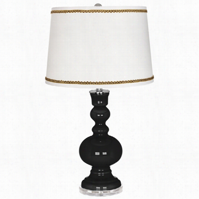 Contemporary Tricorn Black Apothecary Tabale Lamp With Twist Scrollt Rim