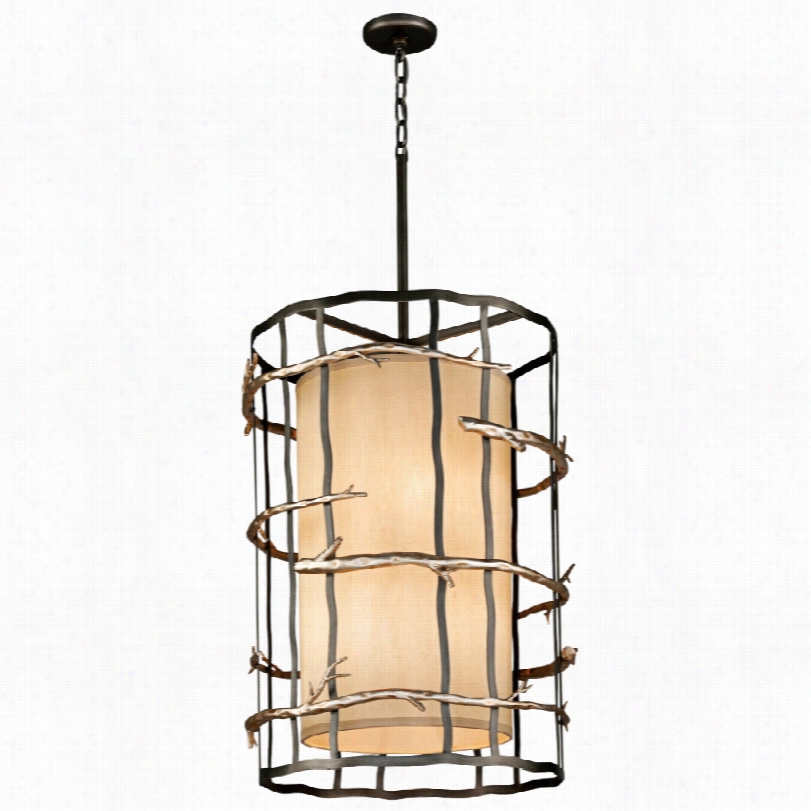 Contemporary Roy Adirondack Graphite Silver Leaf Six Light Chandelier