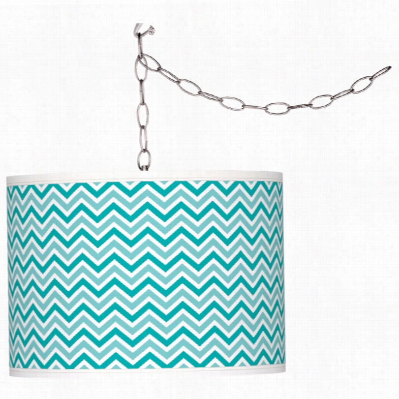 Contemporary Turquoise Narrow Zig Zag Sade 133 1/2-inch-w Swag Pendatn