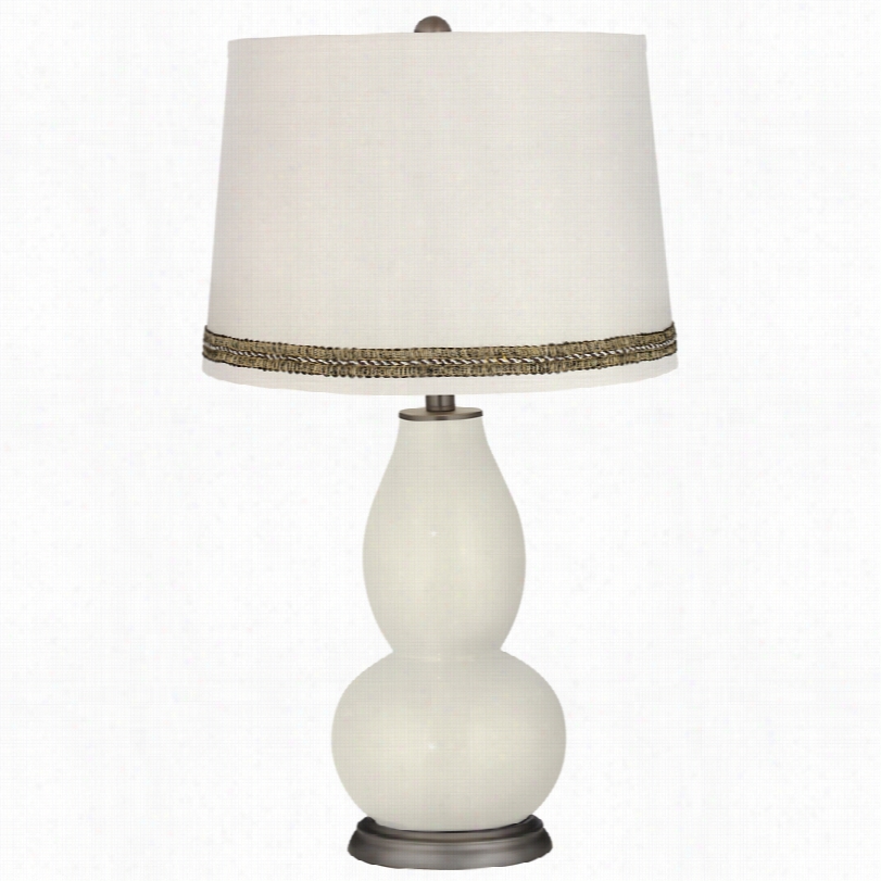 Contemporary Vanilla Metallic Double Gourd Table Lamp Iwth Wave Plait Dress