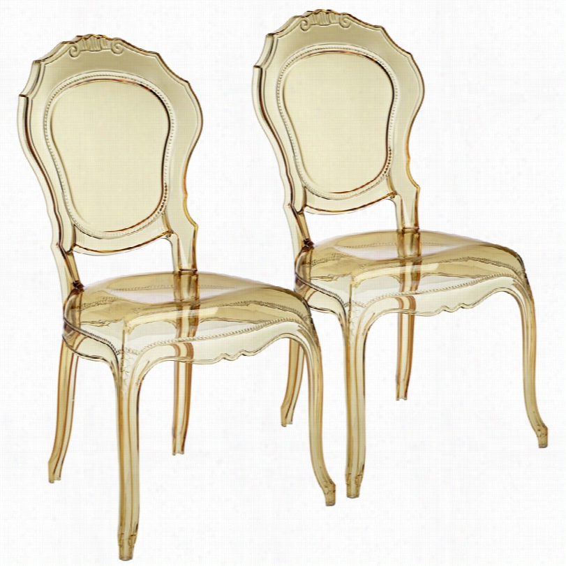 Contemporary Venezia Transparent Ambre 2-piece Accent Chair Set