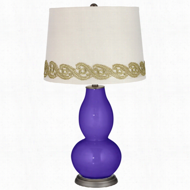 Cintemporary Violet Ouble Gourd Food Lamp With Vine Laace Trim